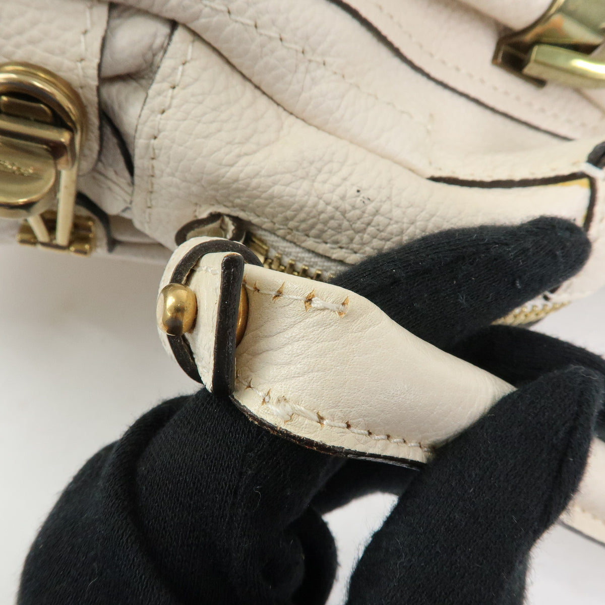Chloe Paraty Leather 2Way Bag Shoulder Bag Hand Bag Ivory