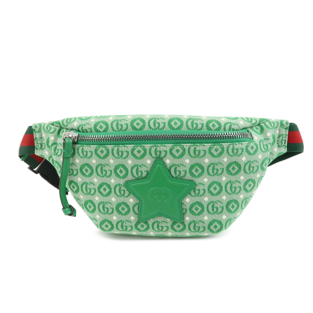 GUCCI Children's Canvas Leather Body Bag Waist Bag Green 502095