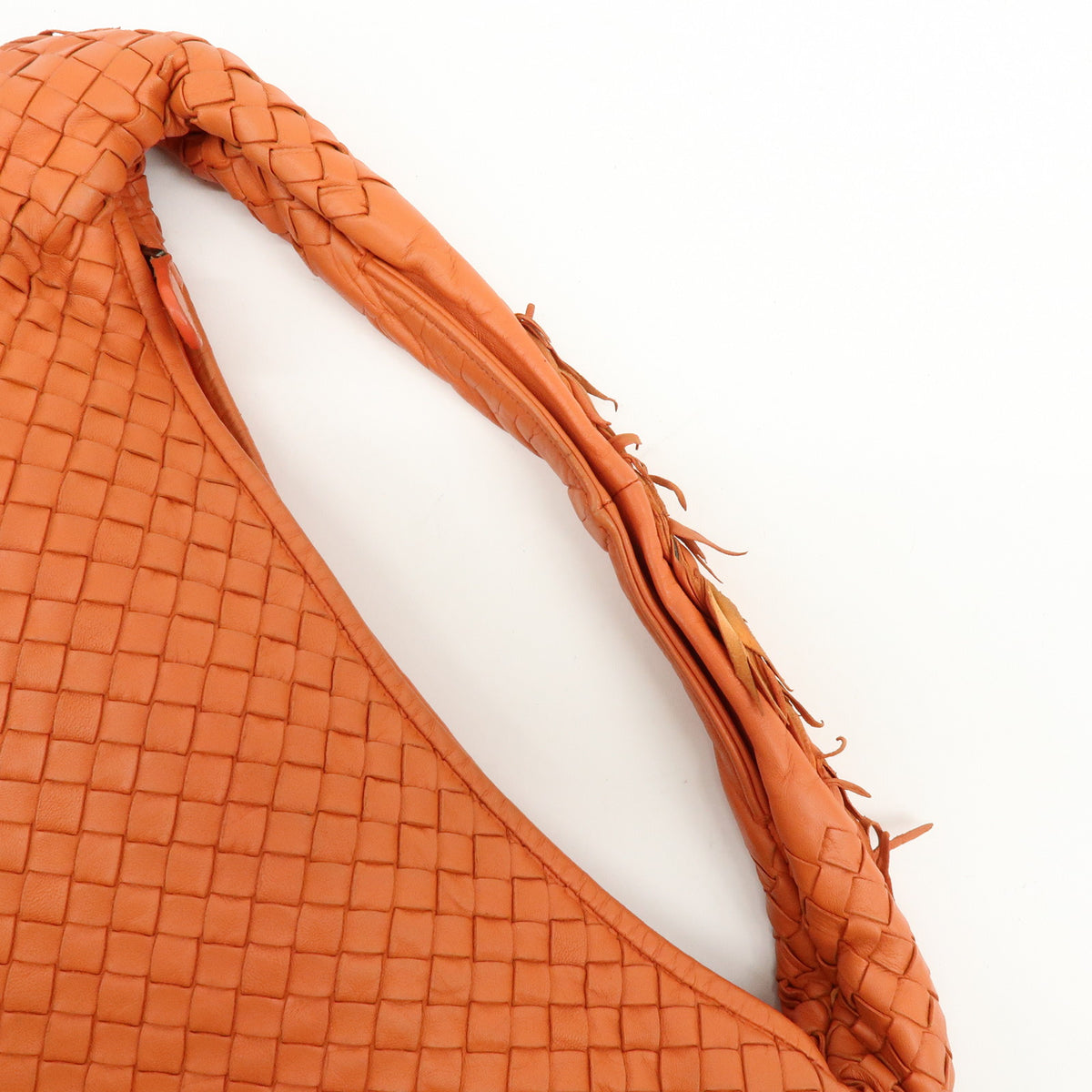 BOTTEGA VENETA Hobo Intrecciato Nappa Leather Shoulder Bag Orange V00AK