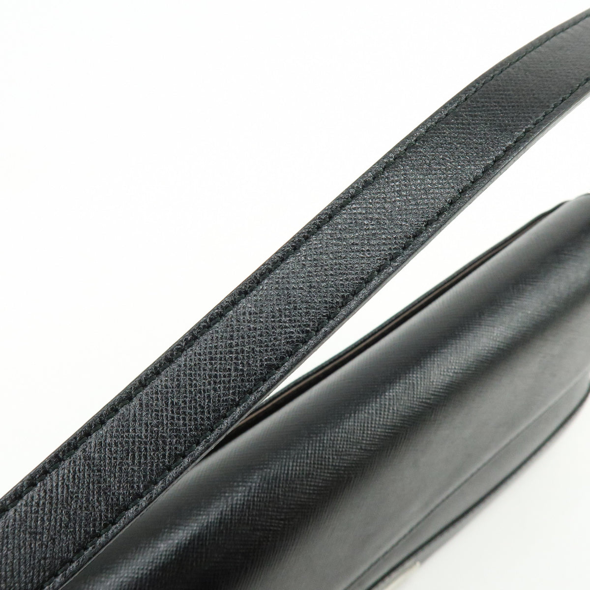 BURBERRY Logo Plate Leather Shoulder Bag Hand Bag Black