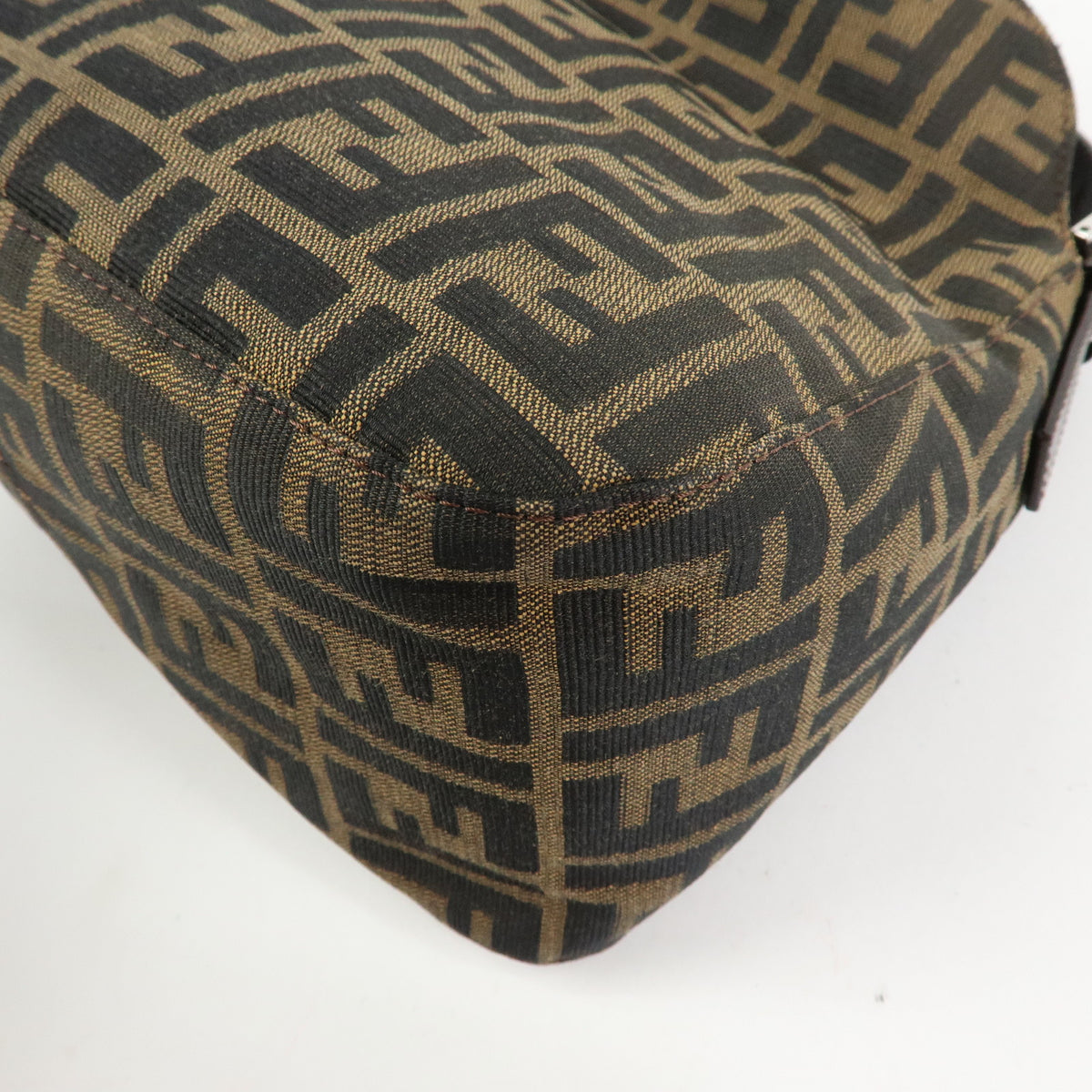 FENDI Zucca Canvas Leather Shoulder Bag Brown Black 125895