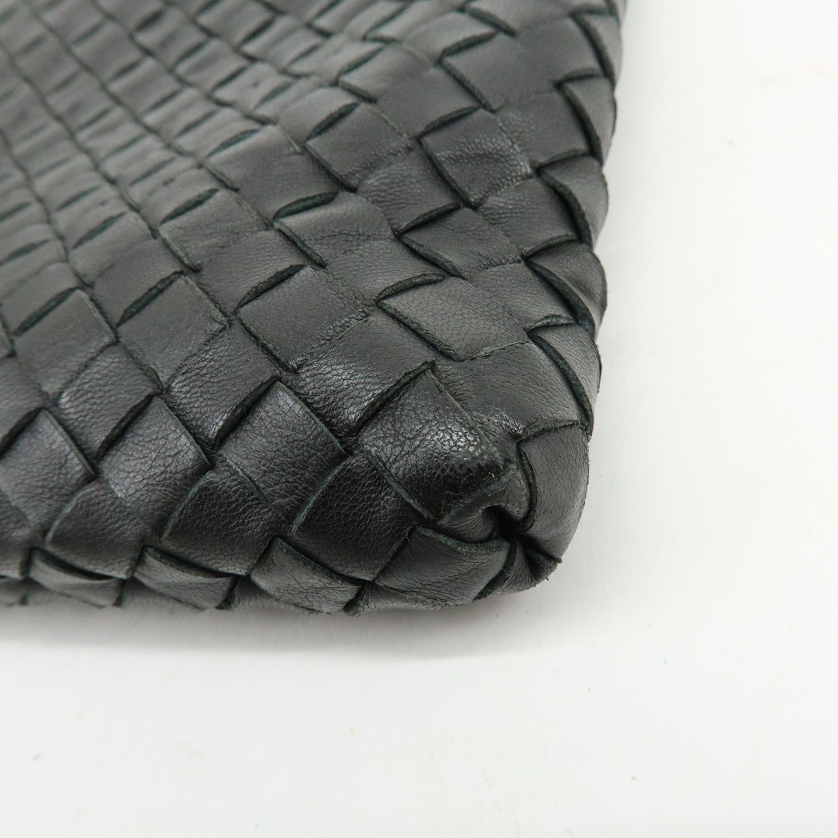 BOTTEGA VENETA Intrecciato Canvas Leather Shoulder Bag Black 172736
