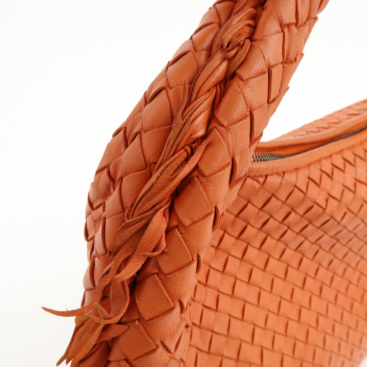 BOTTEGA VENETA Hobo Intrecciato Nappa Leather Shoulder Bag Orange V00AK