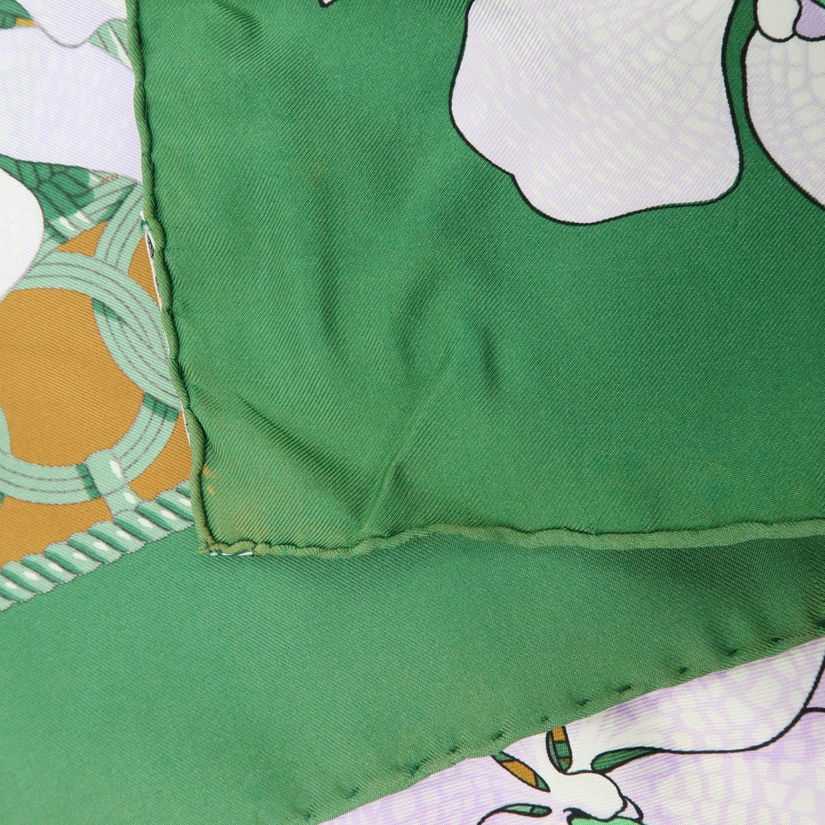 HERMES Carre 90 Lot of 2 Silk 100% Scarf Touvenirs Asie BRIDES de GALA