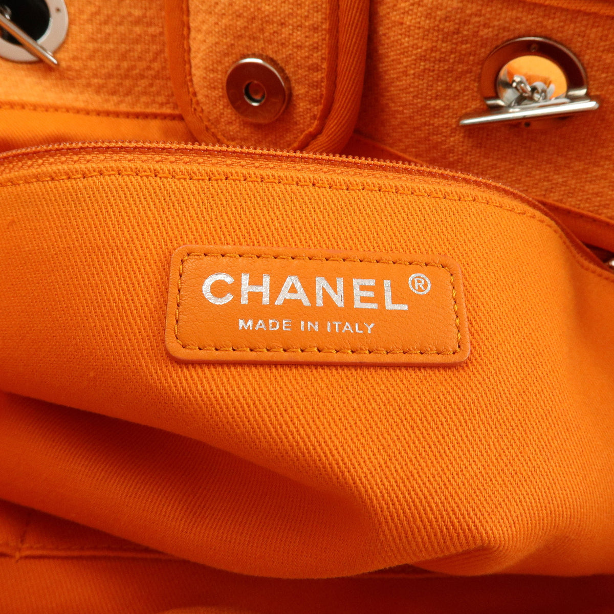 CHANEL Deauville MM Straw Leather Tote Bag Shoulder Bag Orange A67001