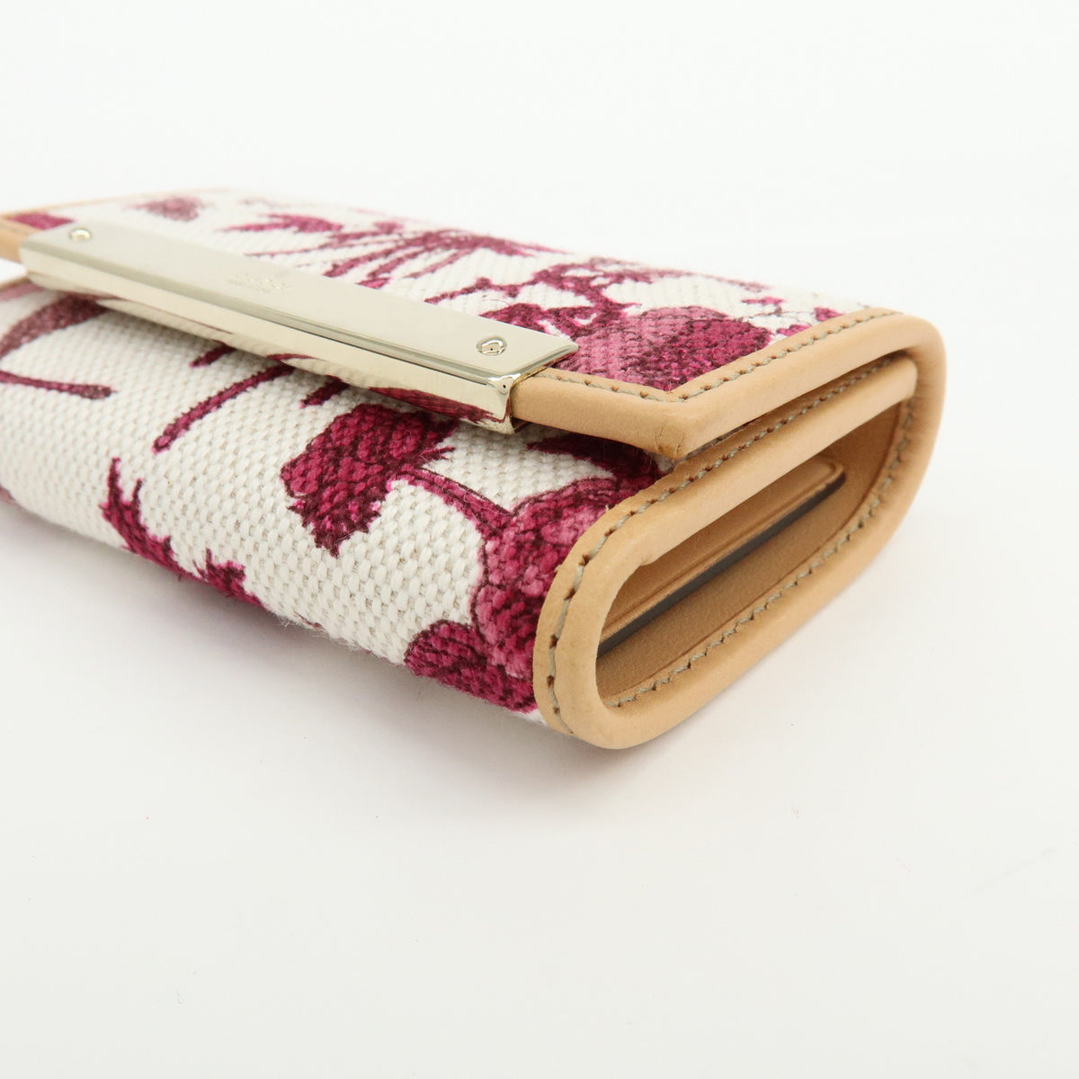 GUCCI Flora Canvas Leather 6 Ring Key Case Flower White Pink 127048