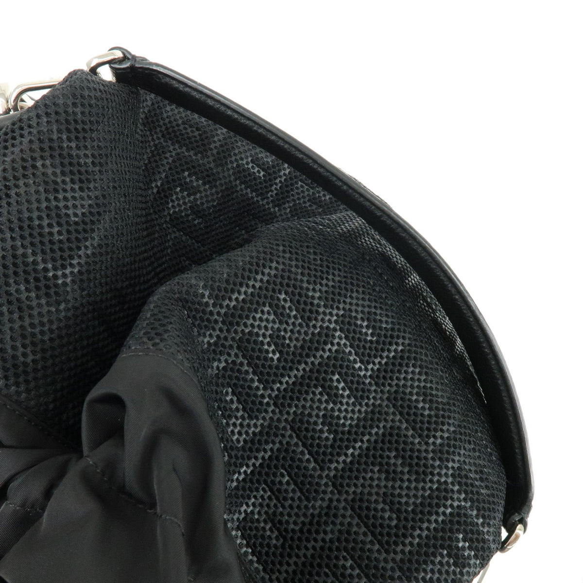 FENDI Zucca Mesh Leather Suede 2Way Bag Hand Shoulder Bag Black 7VA451