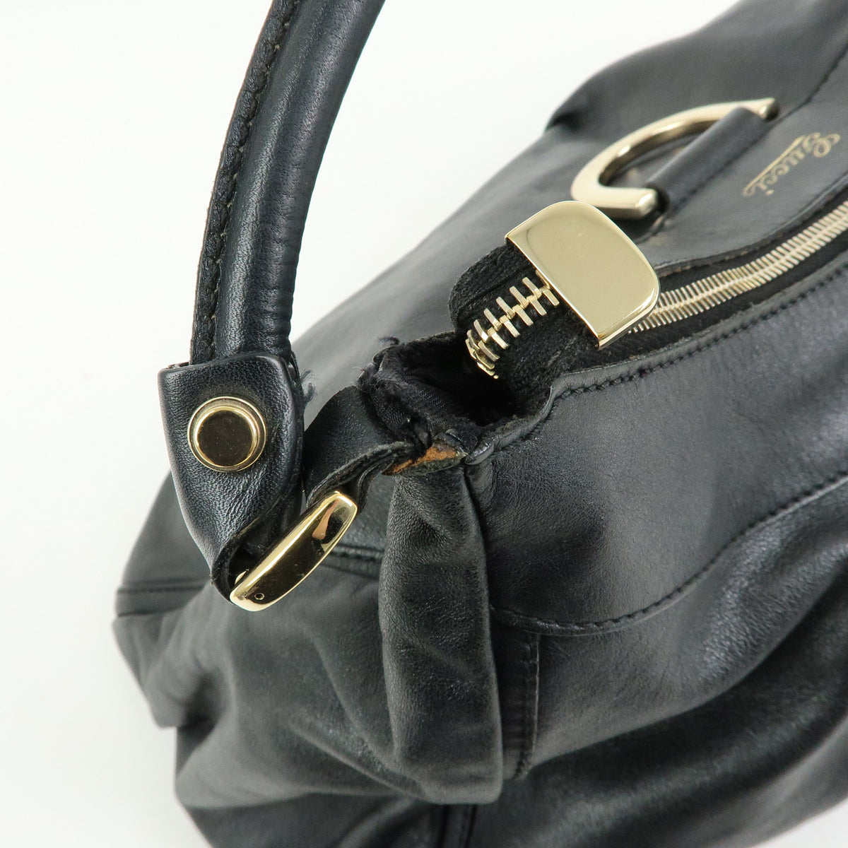 GUCCI Abbey Leather Shoulder Bag Hand Bag Black 189833