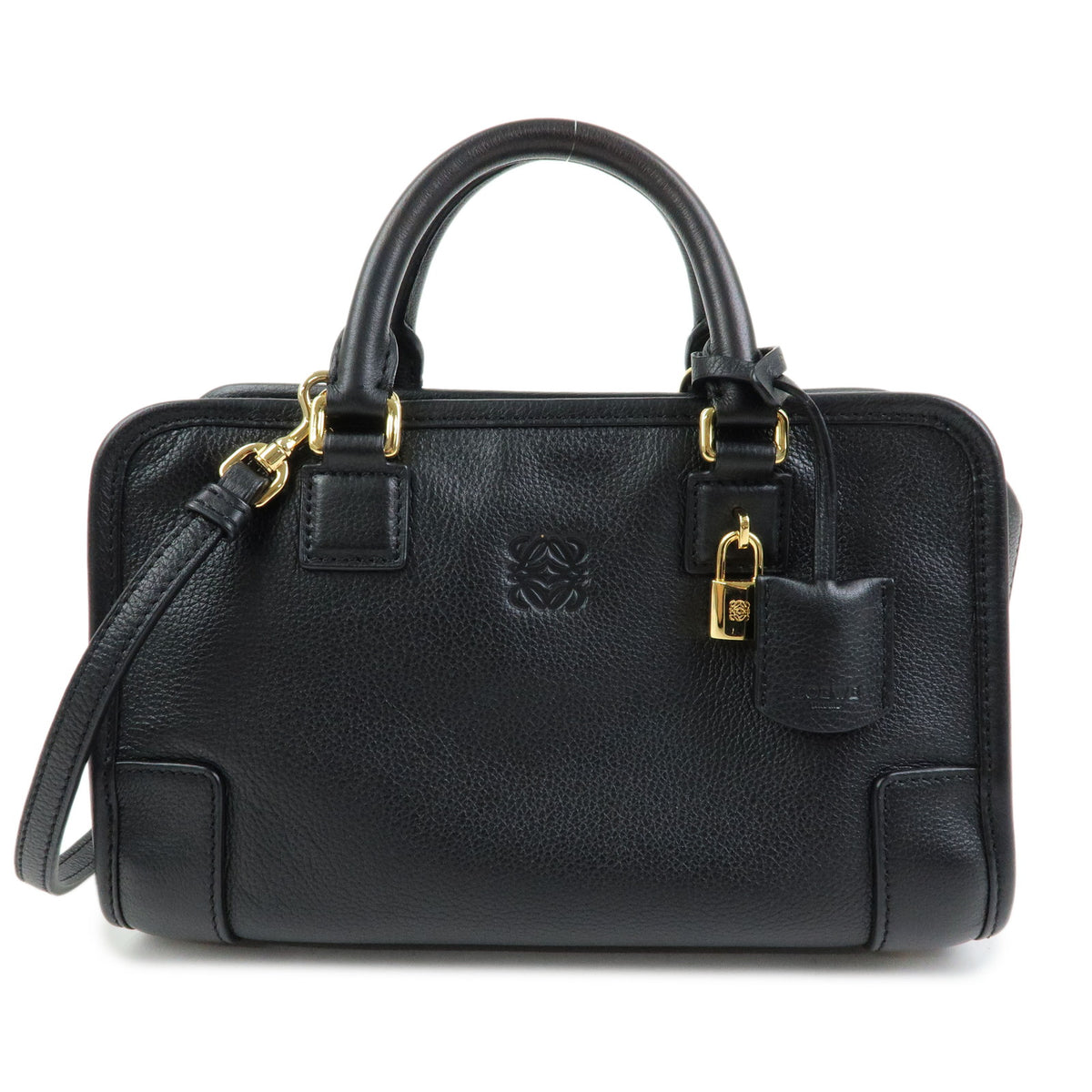 LOEWE Anagram Amazona 23 Leather Hand Bag Shoulder Bag Black