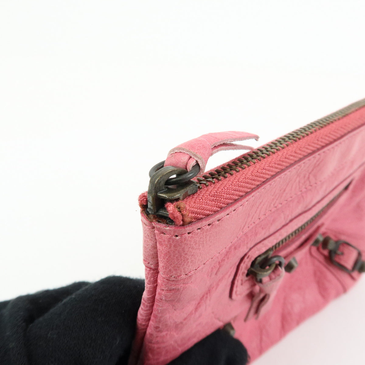 BALENCIAGA Classic Leather Mini Pouch Coin Purse Pink 130783