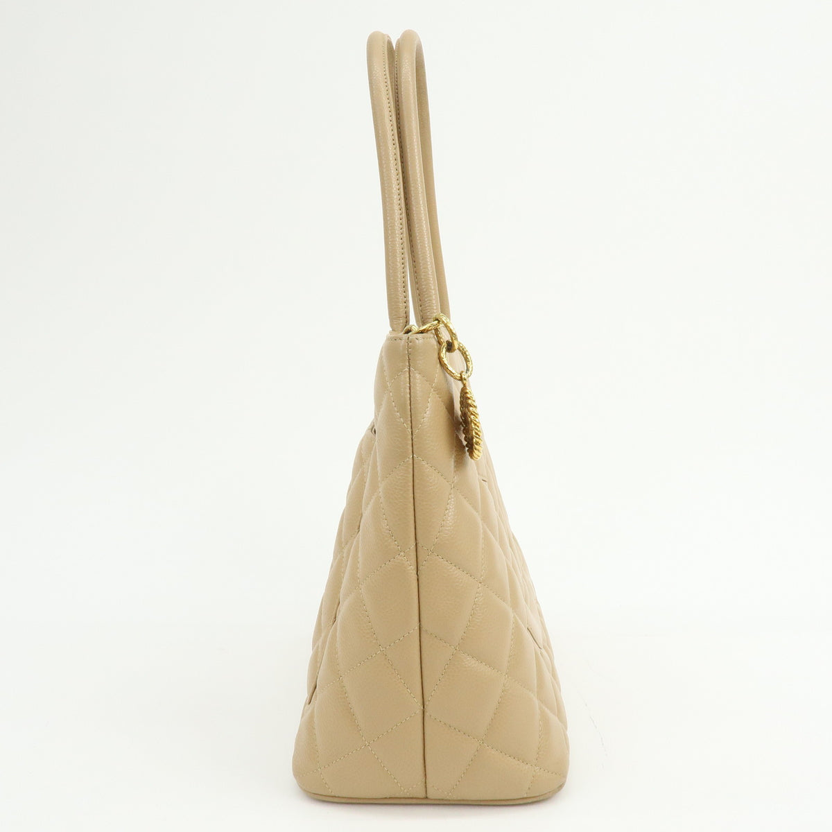 CHANEL Medallion Matelasse COCO Mark Tote Bag Hand Bag Beige A01804