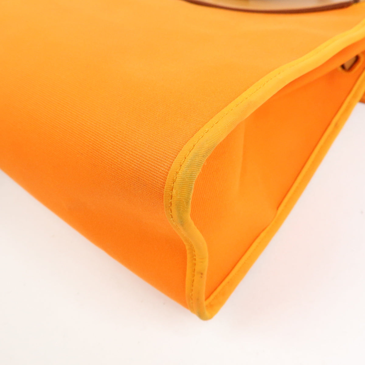 HERMES Herline Toile Officier Leather 2Way Hand Shoulder Bag □T Stamped