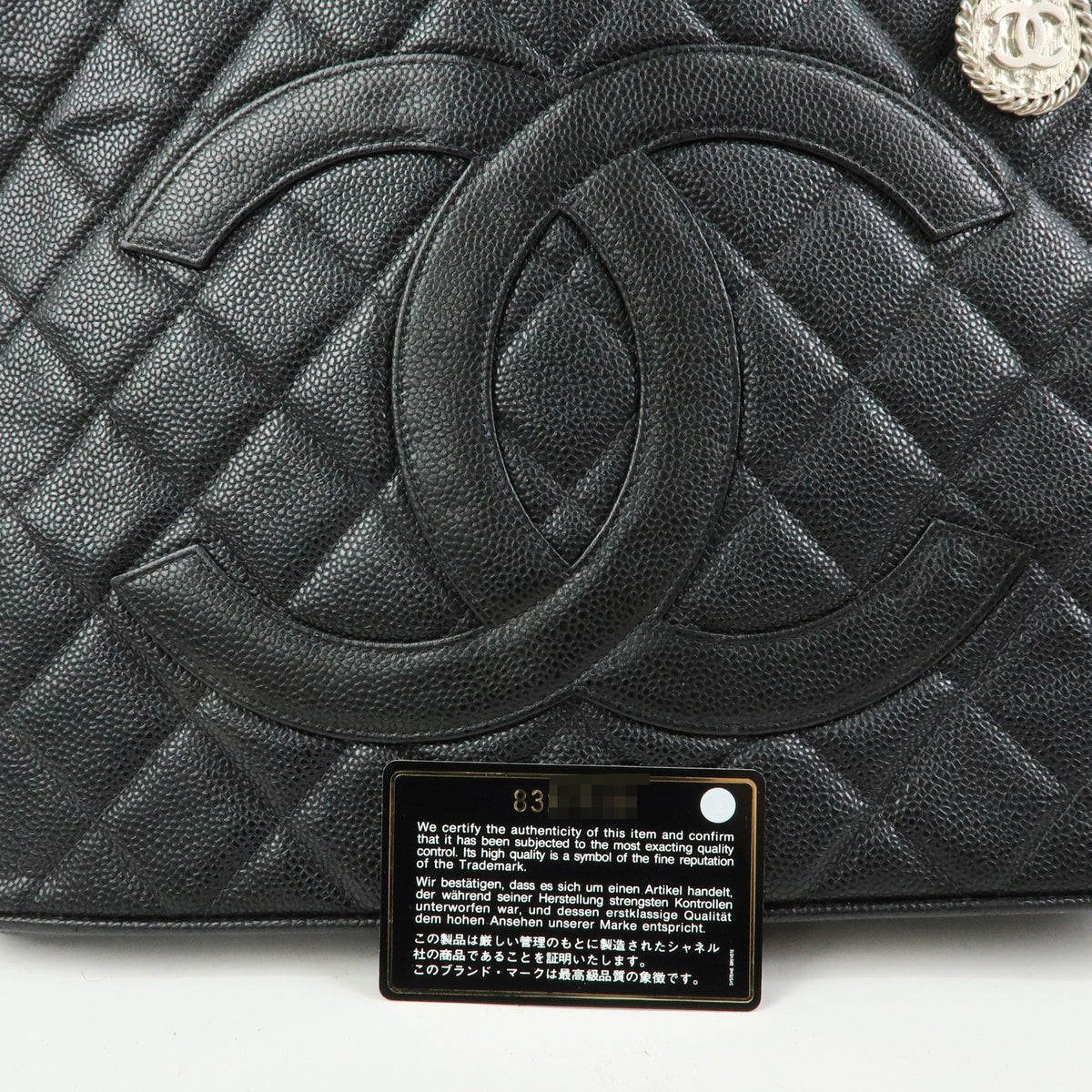 CHANEL Matelasse COCO Mark Medallion Tote Bag Hand Bag Black A01804