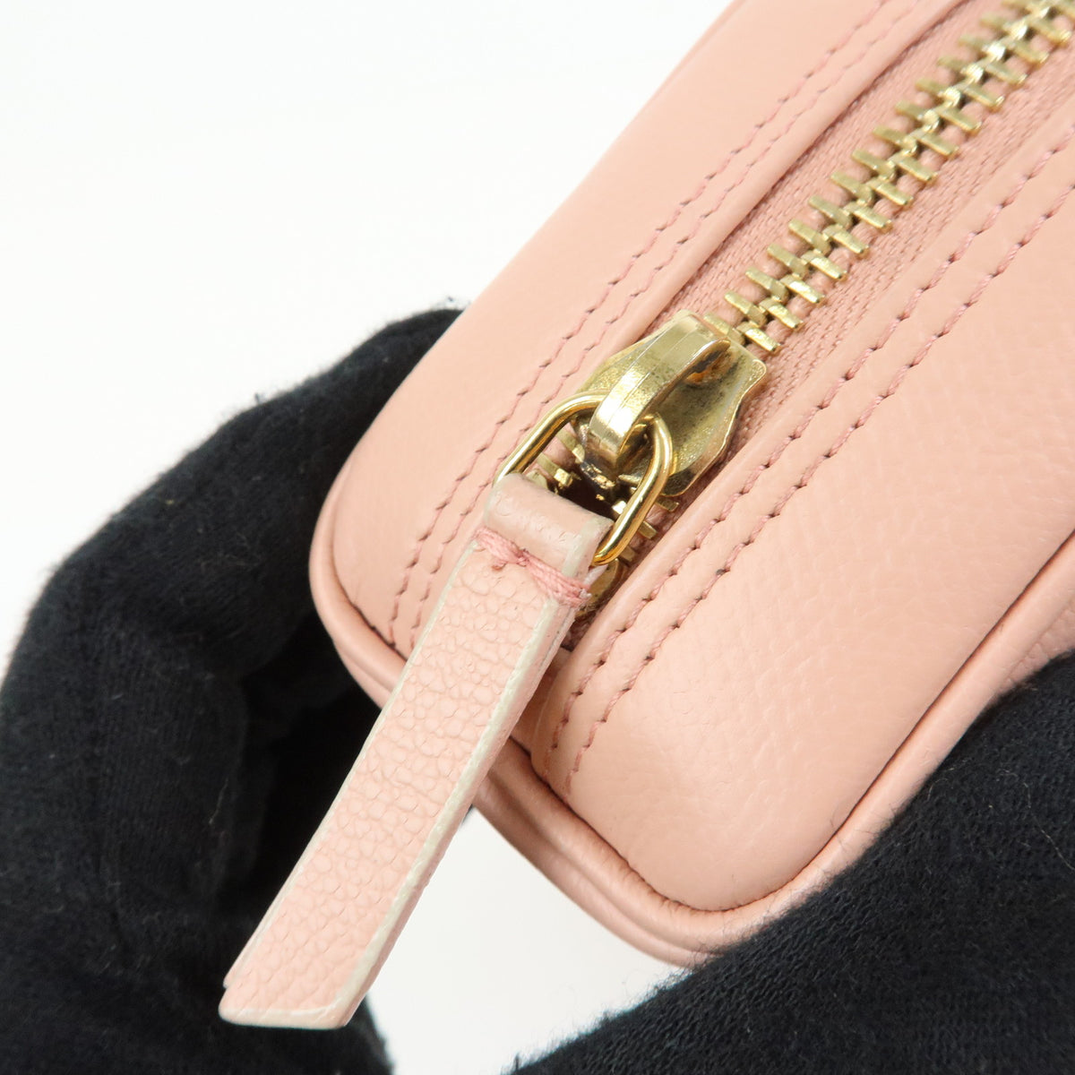 CHANEL COCO Button COCO Mark Leather Cosmetic Pouch Pink A20913
