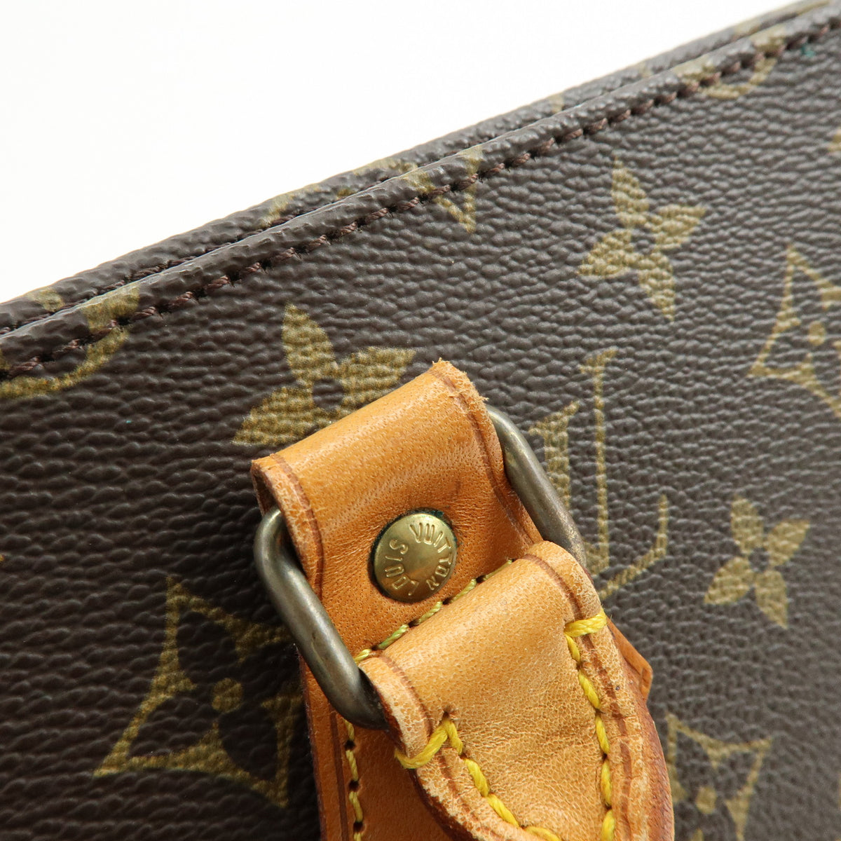 Louis Vuitton Monogram Sac Plat Leather Tote Bag Hand Bag Brown M51140