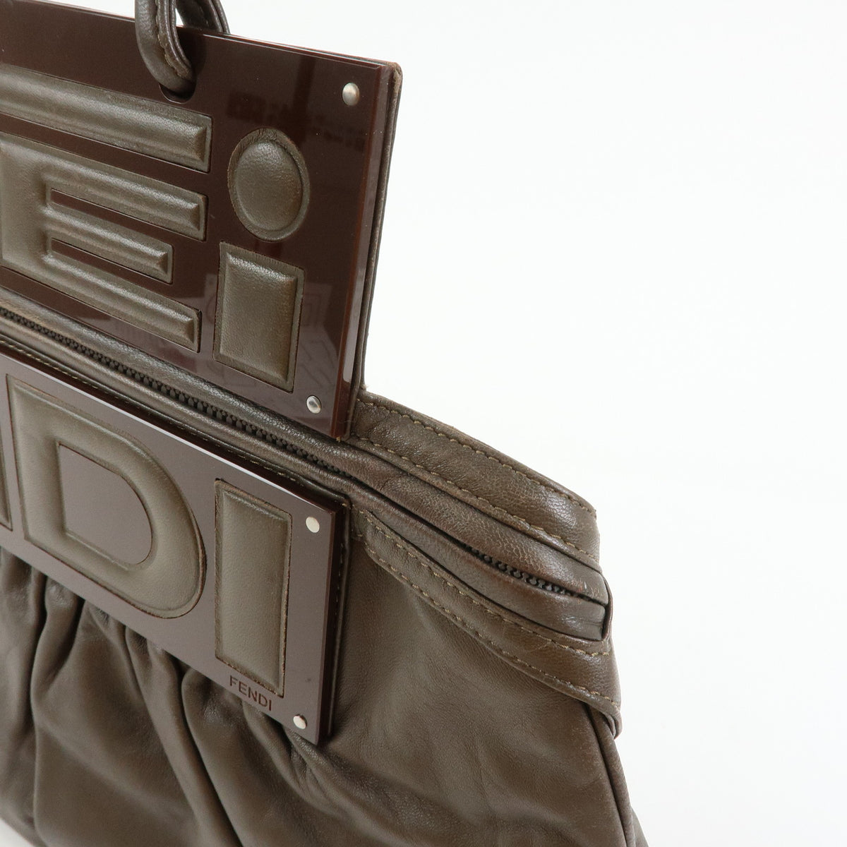 FENDI To You Leather Convertible 2Way Clutch Shoulder Bag 8BN179