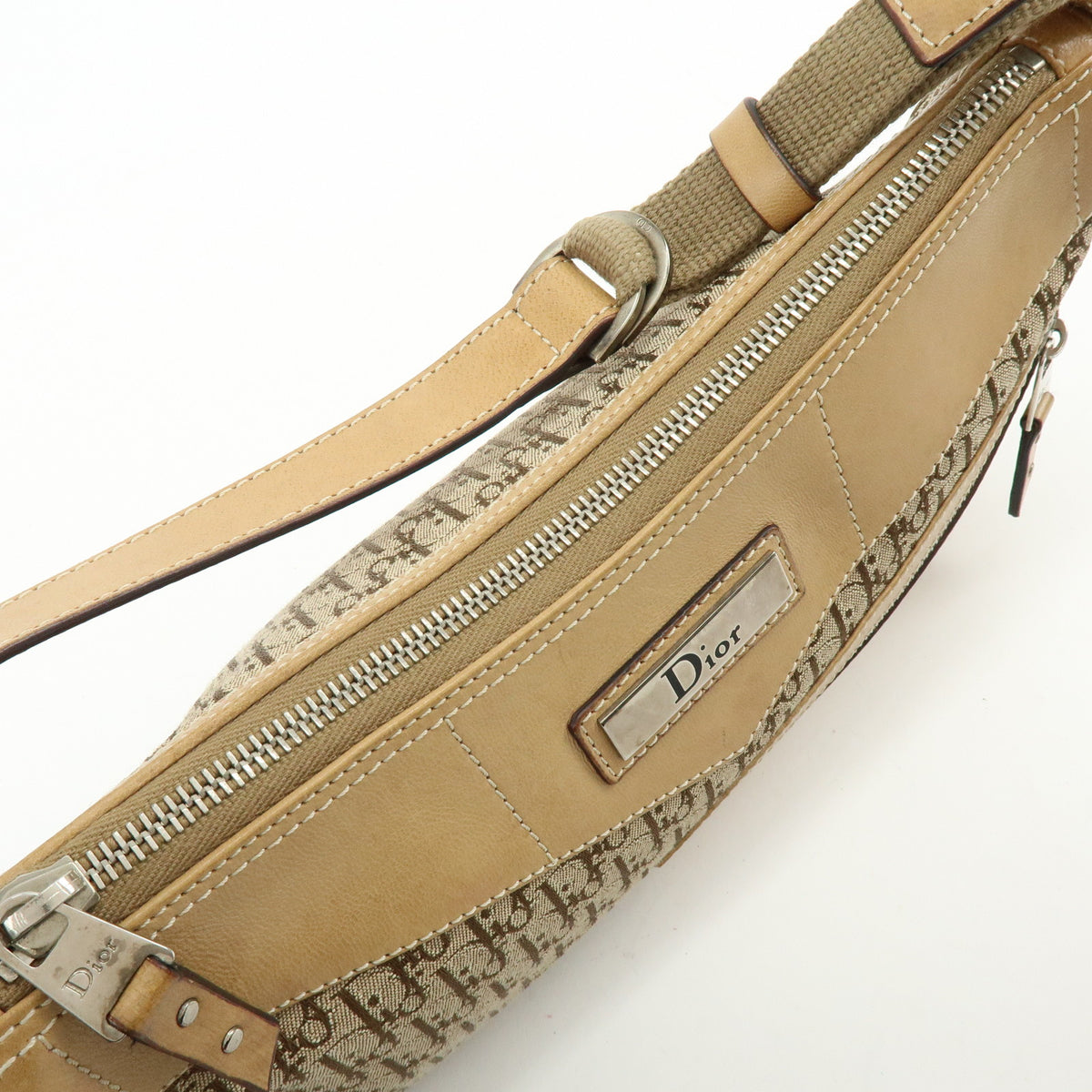Christian Dior Street Chic Trotter Jaquard Canvas Leather Shoulder Bag