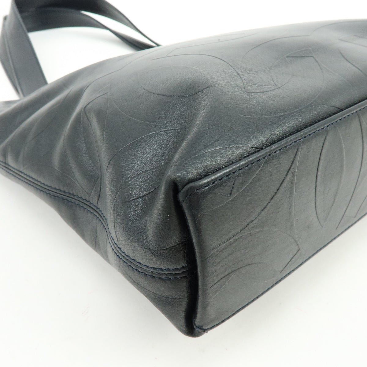 CHANEL COCO Mark Calf Leather Tote Bag Hand Bag Black