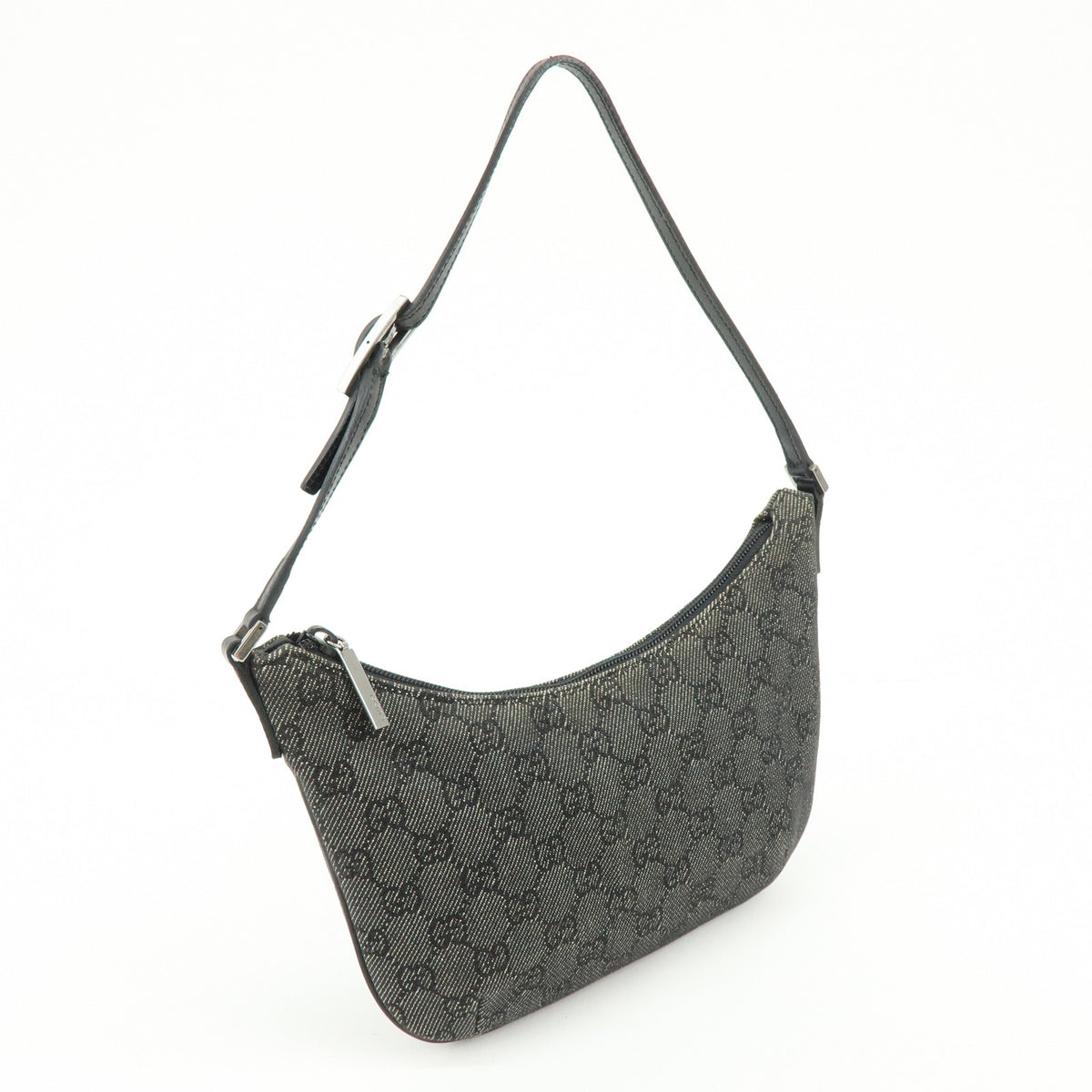 GUCCI GG Denim Leather Hand Bag Shoulder Bag Black 32160