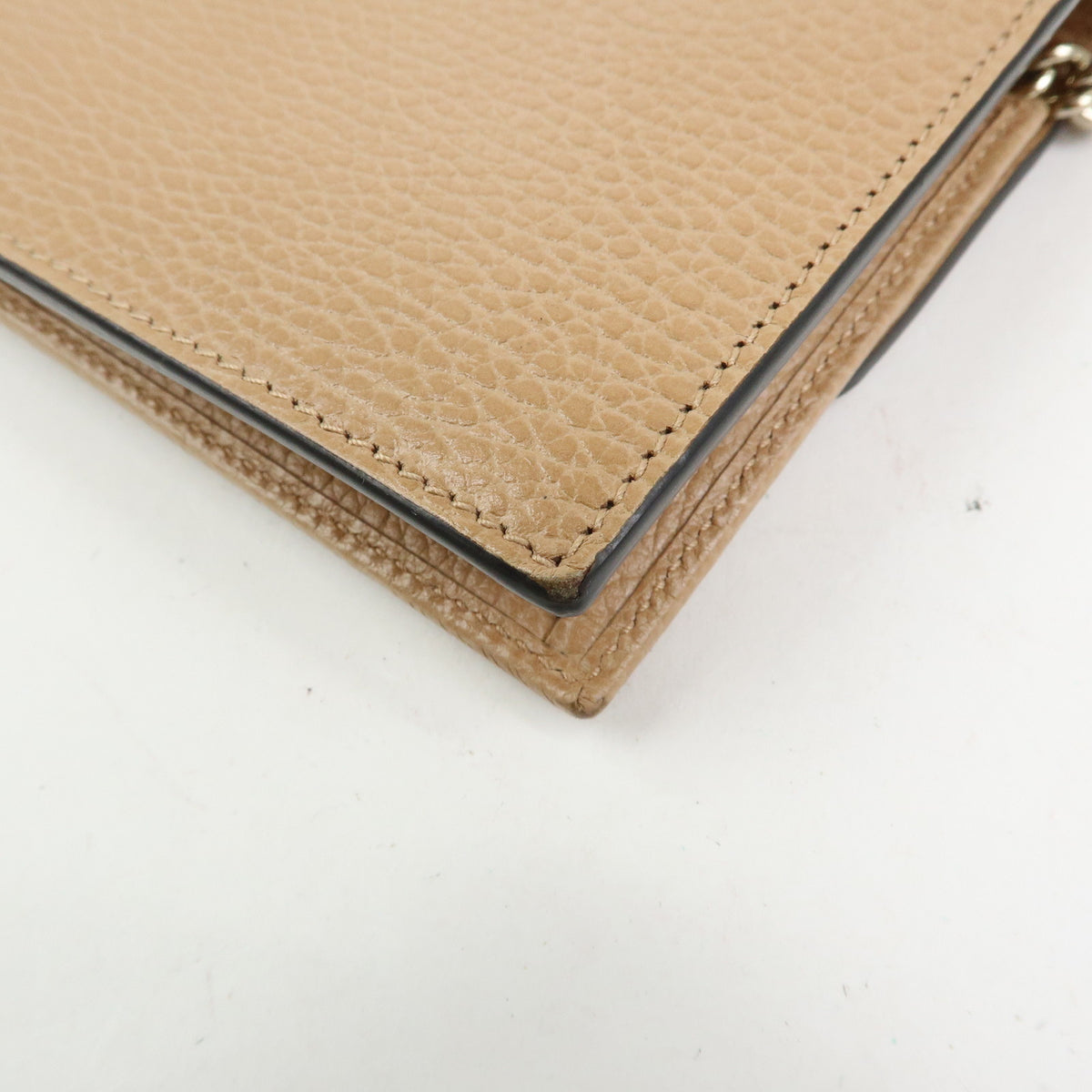GUCCI Interlocking G Leather Chain Wallet Shoulder Bag Beige 510314