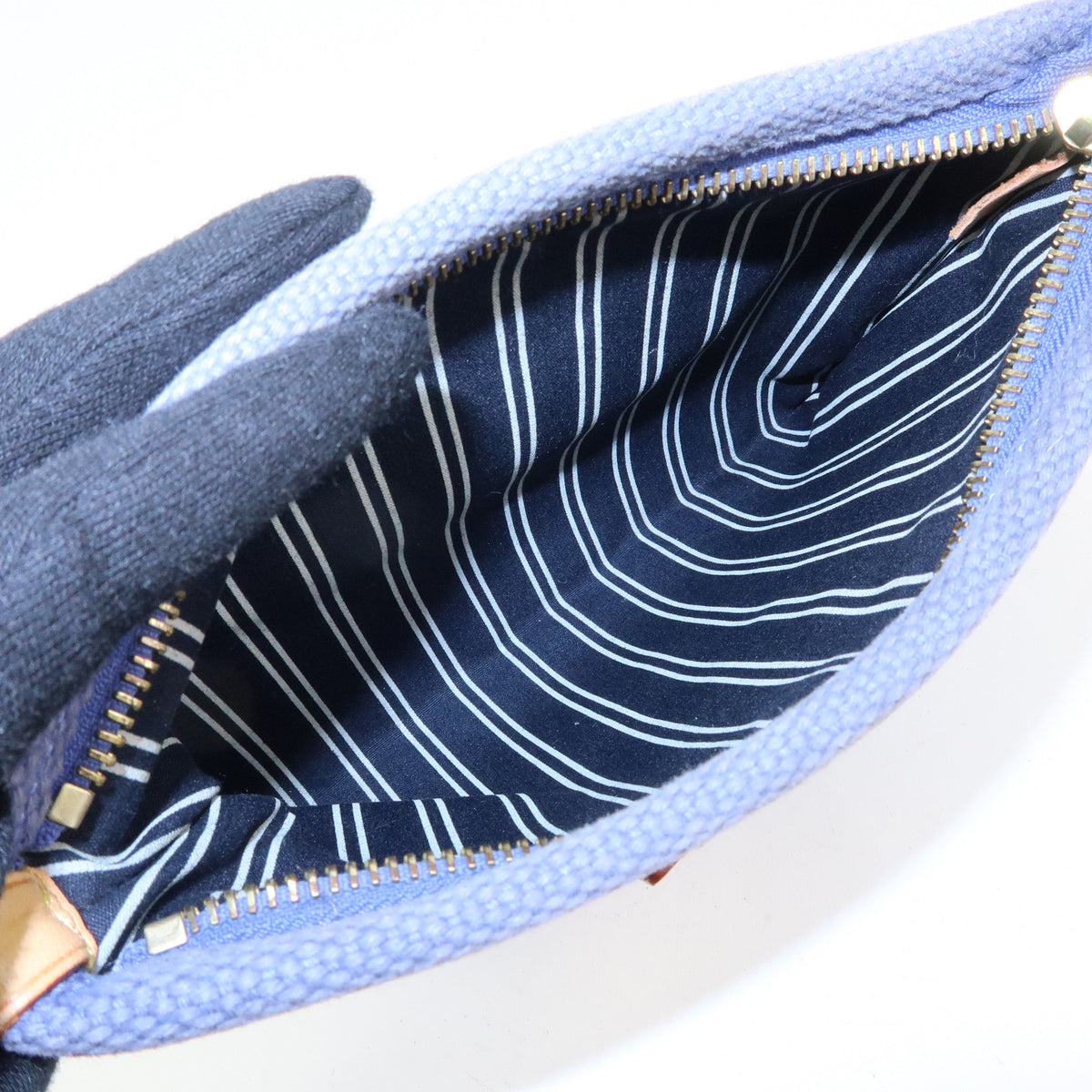 Louis Vuitton Antigua Canvas Leather Pochette Plate Pouch Blue M40070