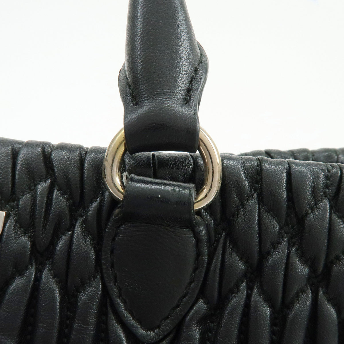 MIU MIU Matelasse Leataher 2Way Bag Hand Bag Shoulder Bag Black