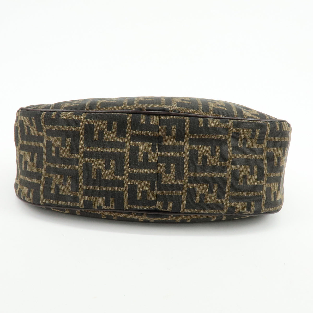 FENDI Zucca Jacquard Canvas Leather Shoulder Bag Hand Bag Brown