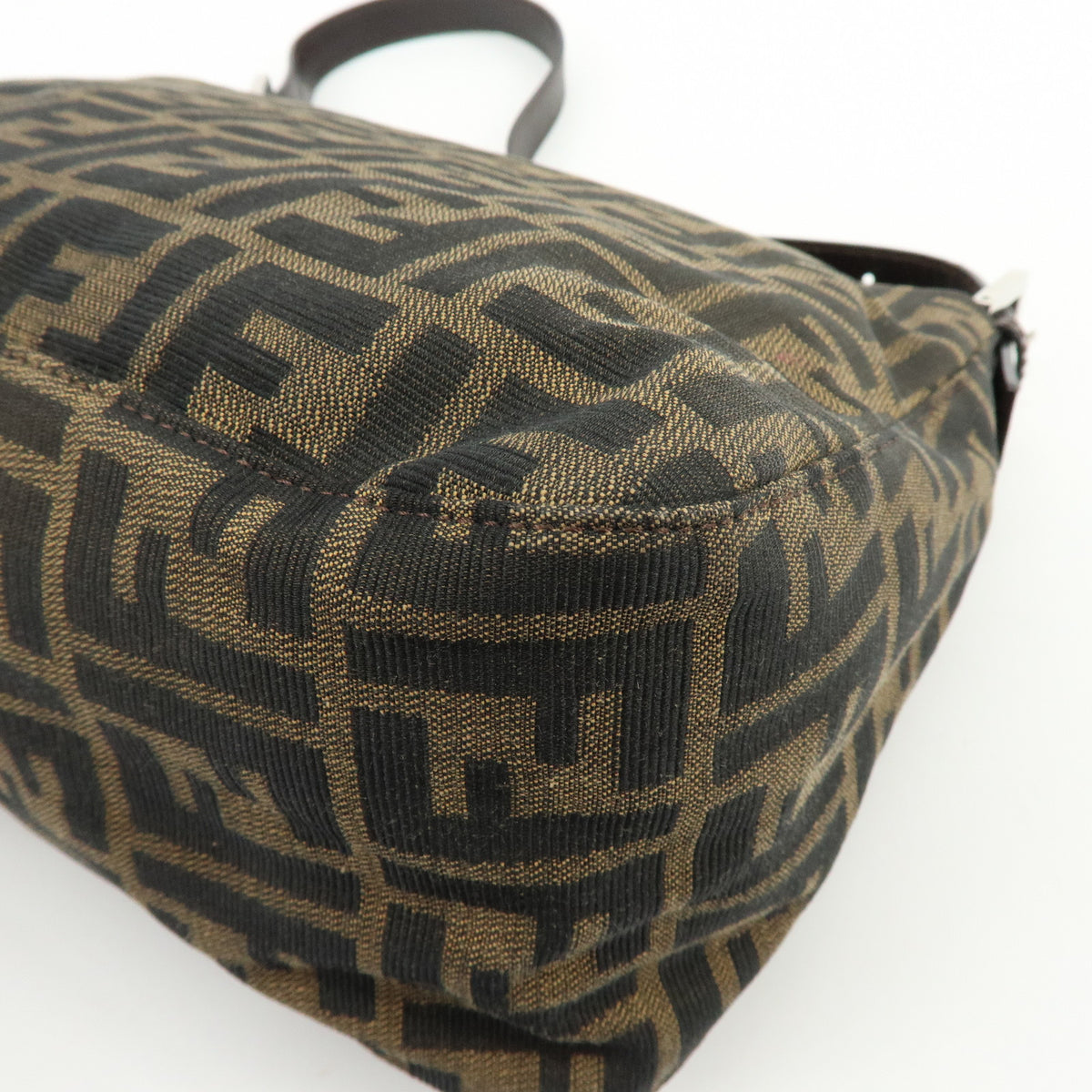 FENDI Zucca Mamma Baguette Jacquard Canvas Leather Shoulder Bag 26325