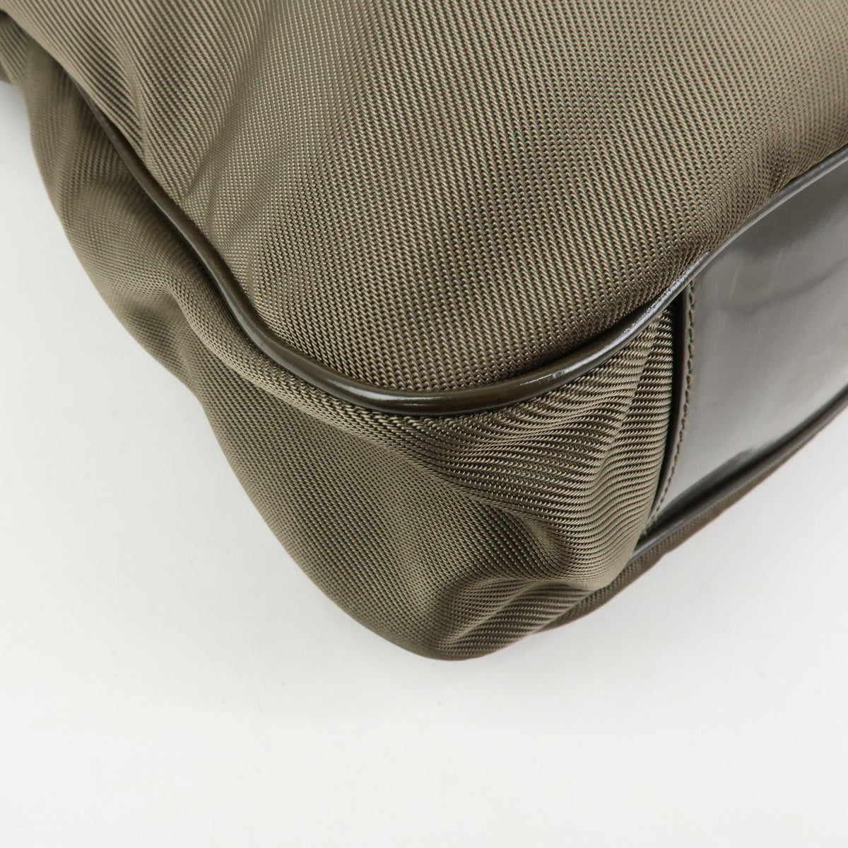 GUCCI Bamboo Nylon Leather 2Way Bag Hand Bag Khaki 001・2123・1577