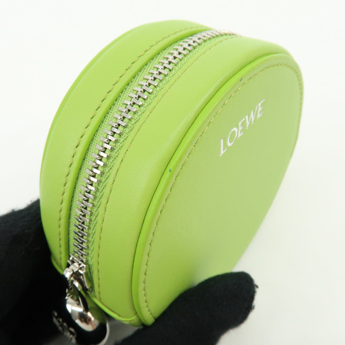 LOEWE Calf Leather Pebble Cookie Key Holder Pouch Coin Case Green