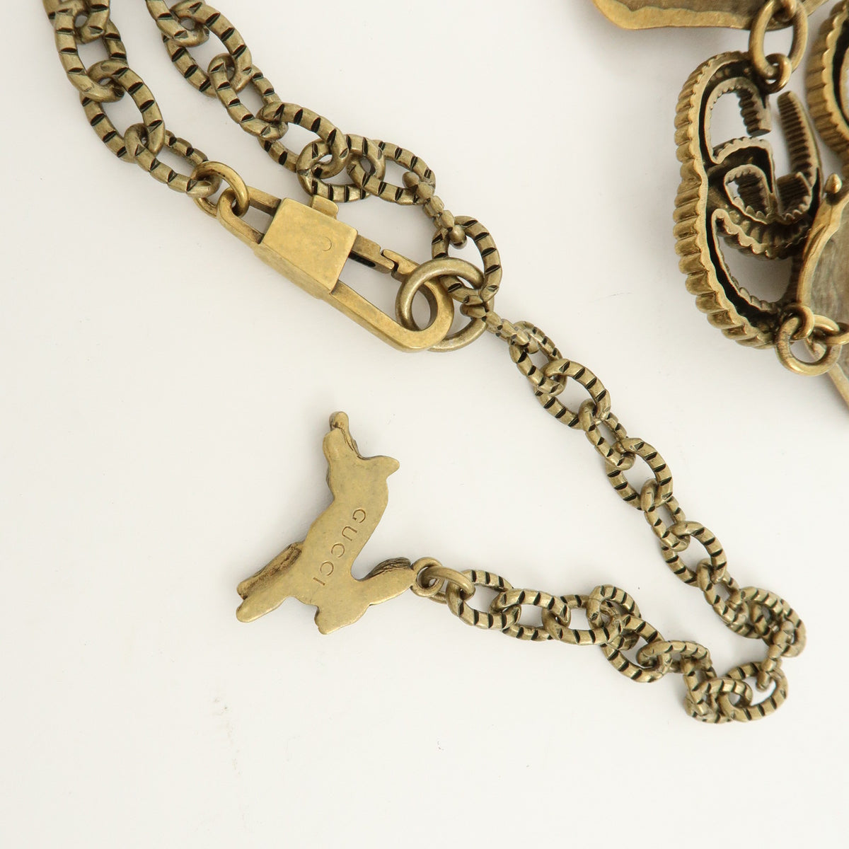 GUCCI GG Metal Strawberry Motif Chain Belt Gold