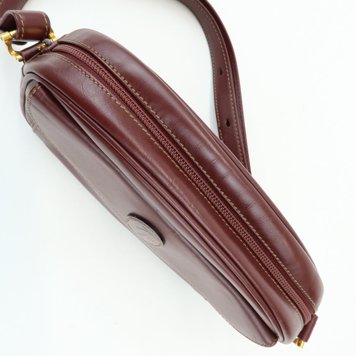 Cartier Must de Cartier Leather Shoulder Bag Bordeaux Wine Red