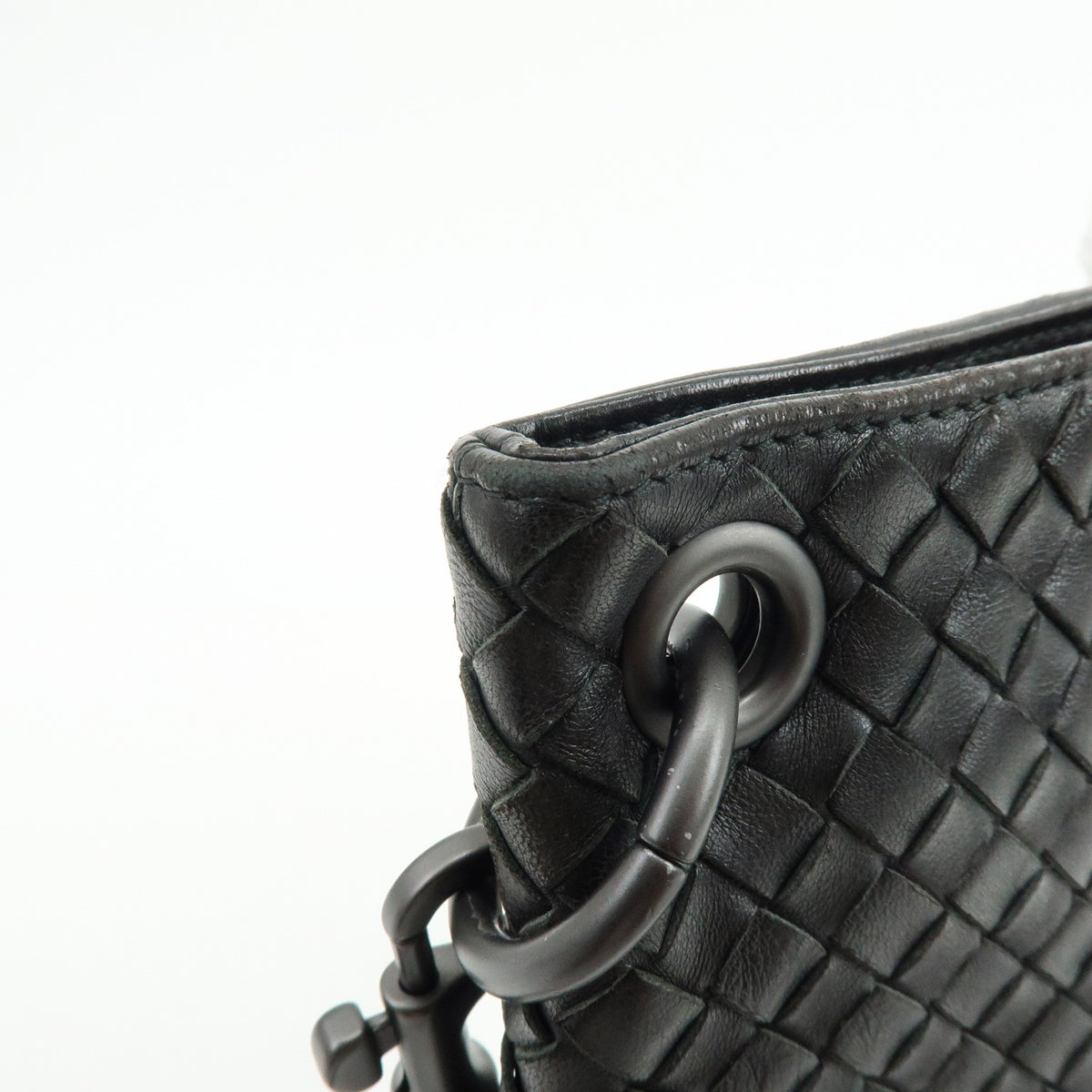BOTTEGA VENETA Intrecciato Canvas Leather Shoulder Bag Black 172736