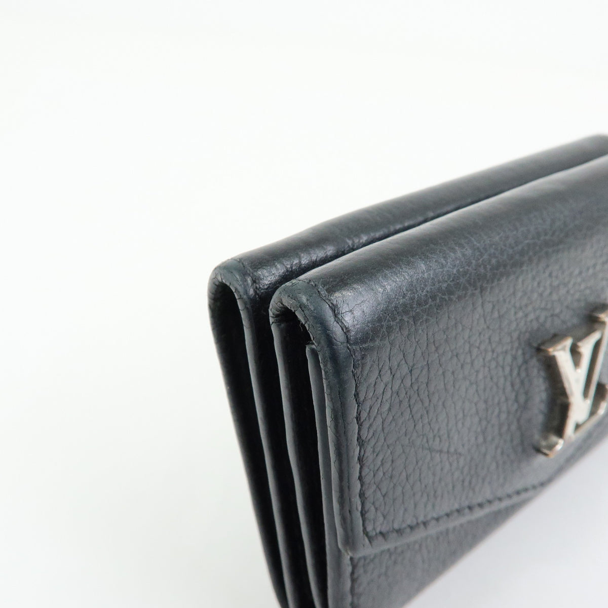 Louis Vuitton Logo Portefeuille Lock Mini Compact Wallet Noir M63921