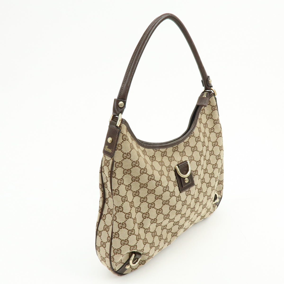 GUCCI Abbey GG Canvas Leather Shoulder Bag Hand Bag Beige Brown 130737
