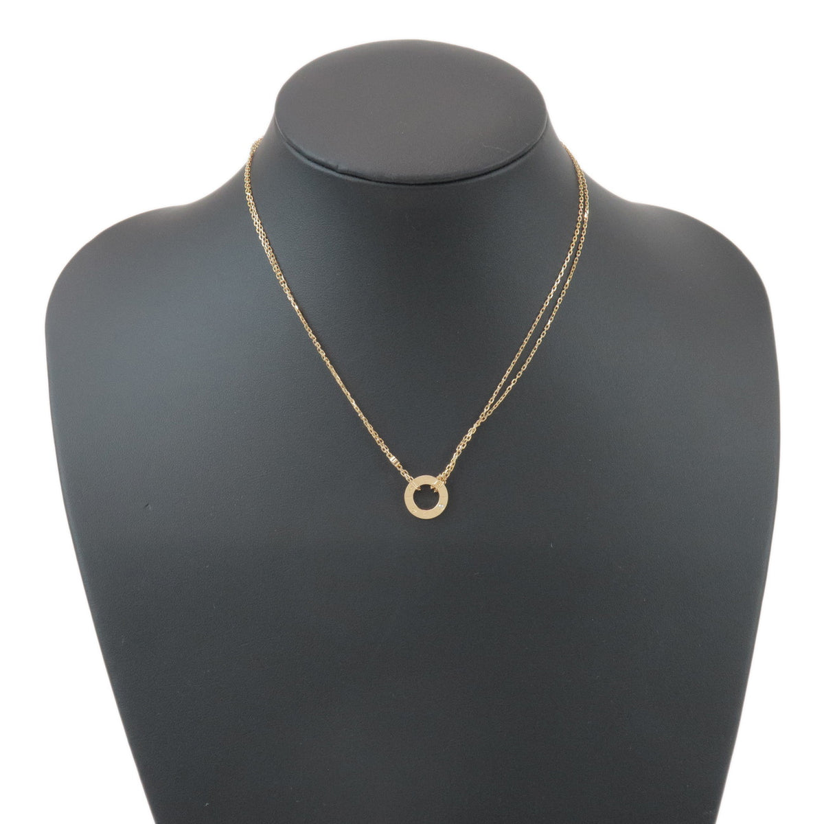 Cartier Love Circle 2P Diamond Necklace K18 750YG Yellow Gold