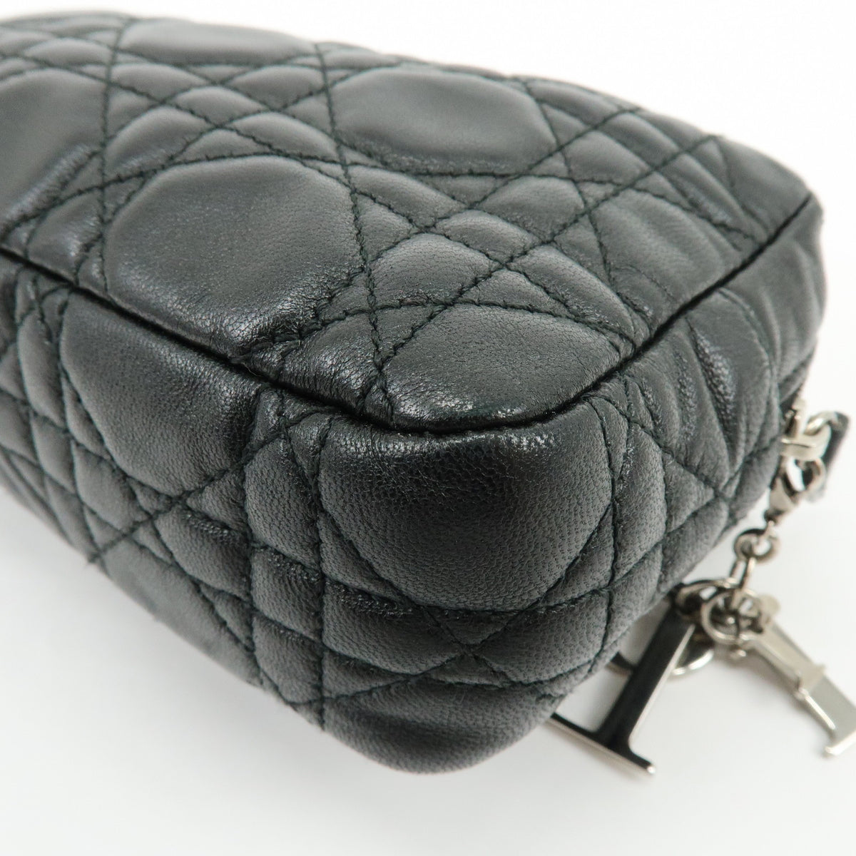 Christian Dior Lady Dior Cannage Accessory Pouch Makeup Bag Black