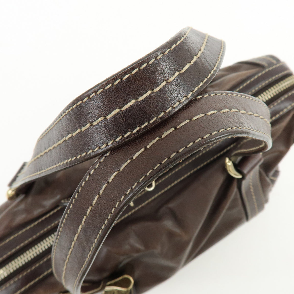 GUCCI Duchessa Leather Mini Boston Bag Hand Bag Dark Brown 181487