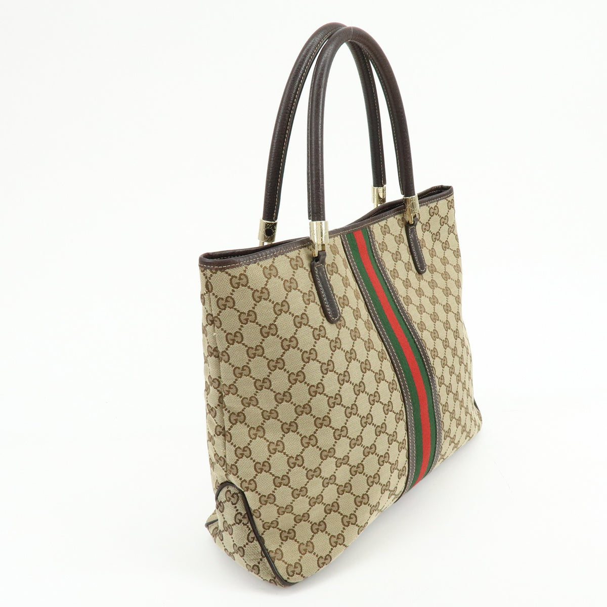 GUCCI Sherry GG Canvas Leather Tote Bag Shoulder Bag Beige Brown 162160