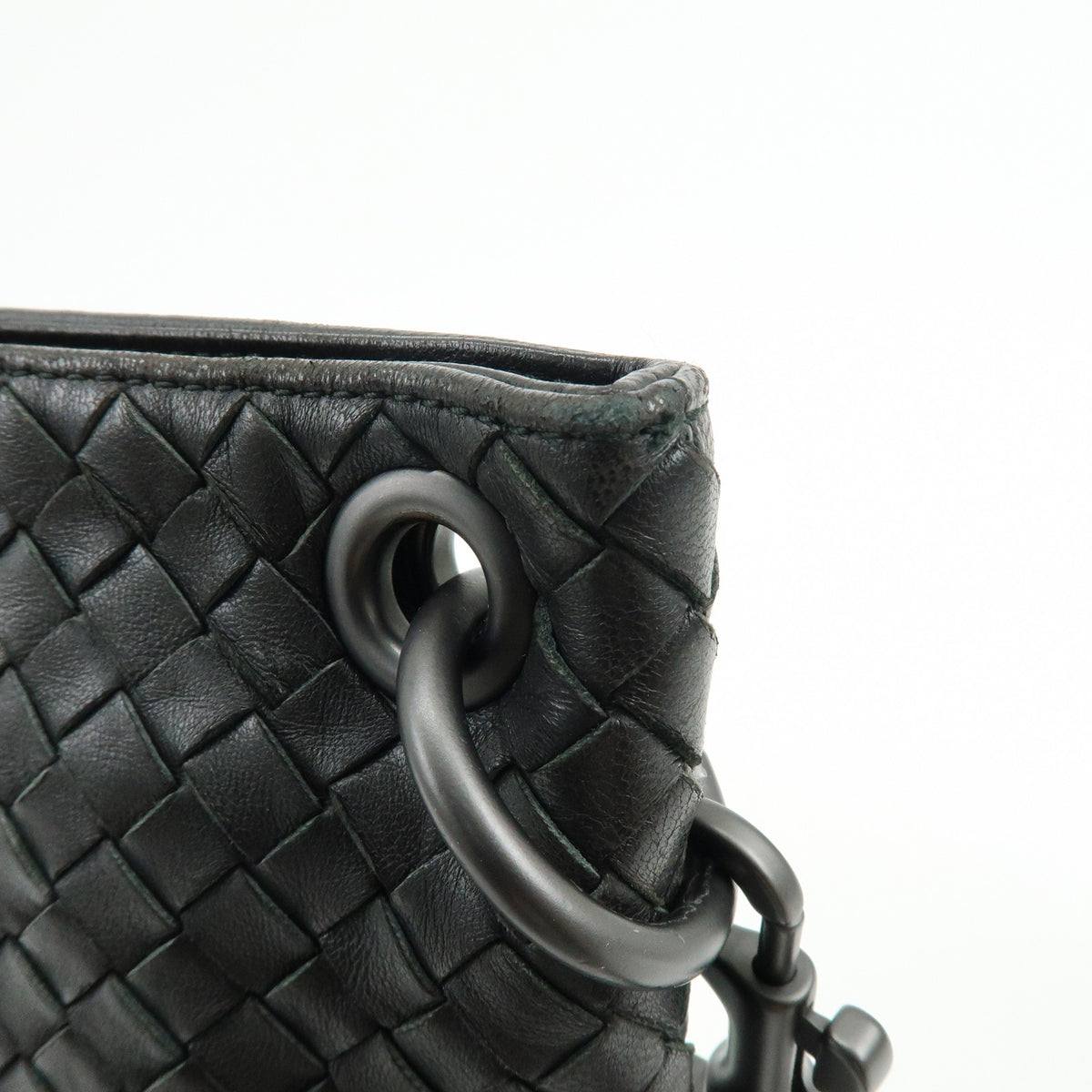 BOTTEGA VENETA Intrecciato Canvas Leather Shoulder Bag Black 172736