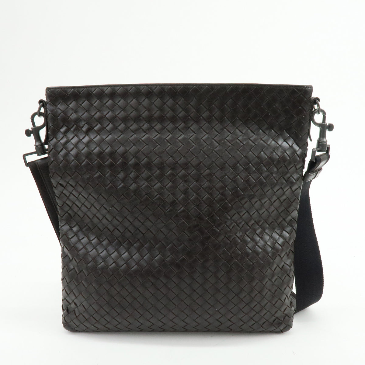 BOTTEGA VENETA Intrecciato Leather Shoulder Crossbody Bag Dark Brown