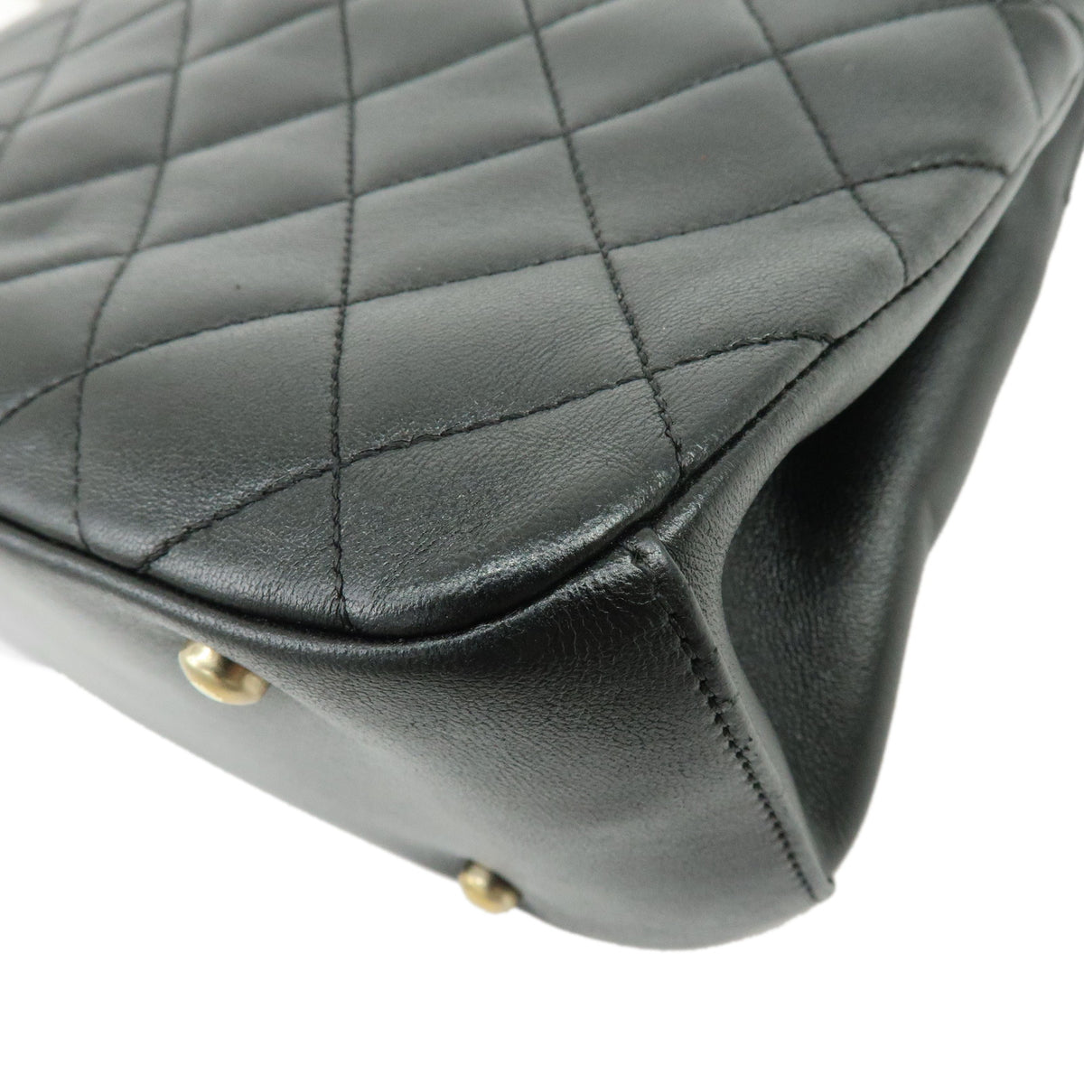 CHANEL Matelasse COCO Mark Lamb Skin 2Way Bag Hand Bag Black A92238