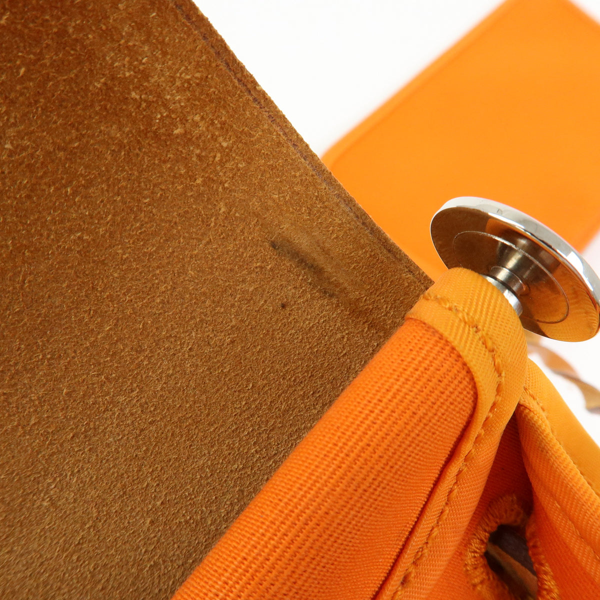 HERMES Herline Toile Officier Leather 2Way Hand Shoulder Bag □T Stamped