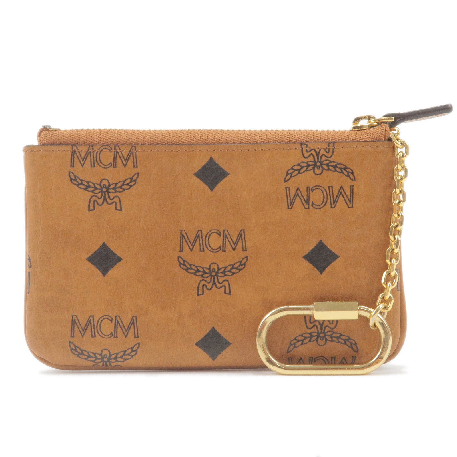 MCM Cognac Visetos Leather Vintage Clutch Bag Brown