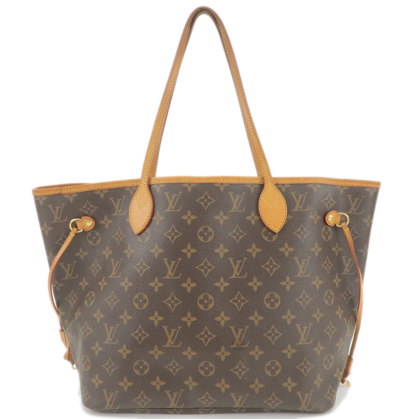 Louis Vuitton Neverfull mm Monogram Canvas Tote Bag Brown/Red
