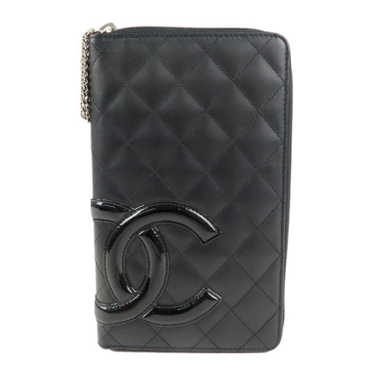 CHANEL-Cambon-Line-Leather-Round-Zippy-Long-Wallet-Black-A26710