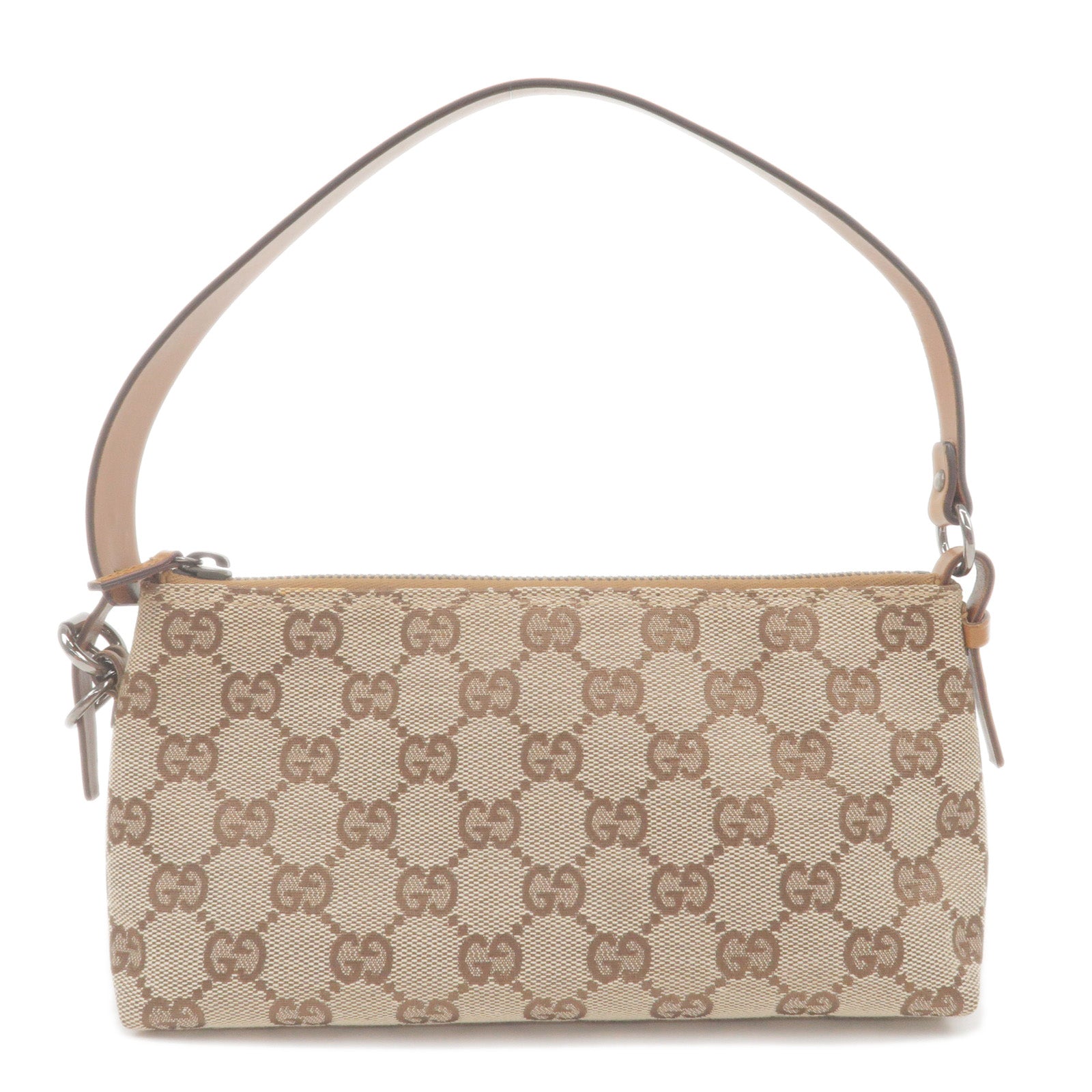 GUCCI-GG-Canvas-Leather-Hand-Bag-Pouch-Beige-Brown-103399 – dct