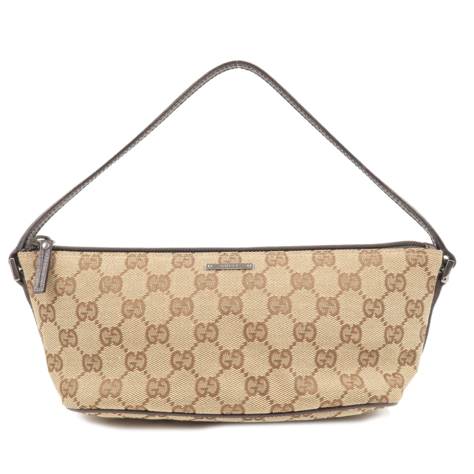 Gucci Information Guide - GUCCI GG Canvas Leather Boat Bag Hand