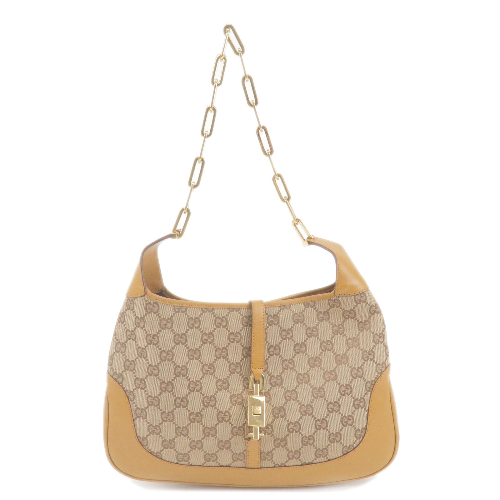 GUCCI Shoulder Bag 001-4015 Jackie canvas/leather/SilverHardware