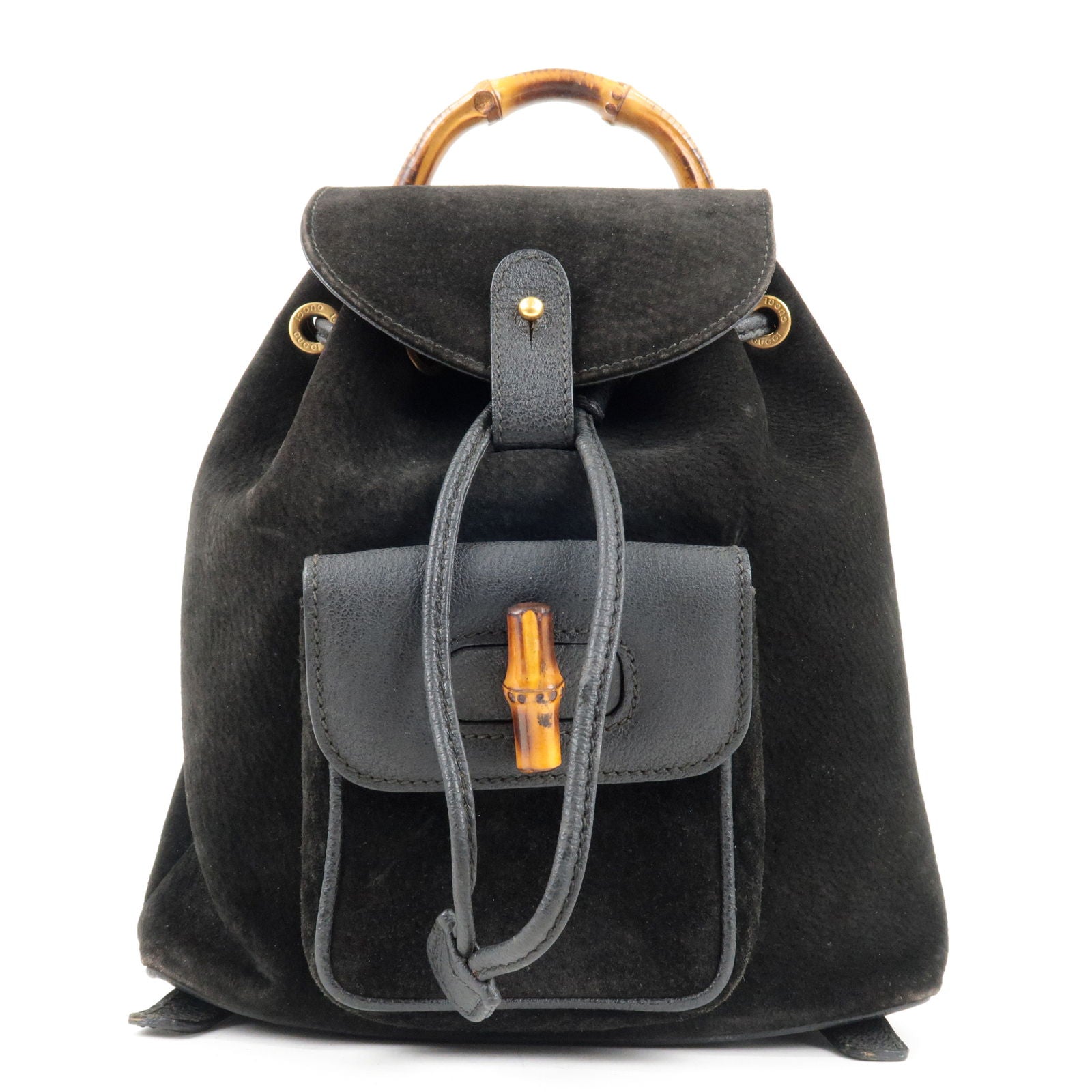 Gucci Vintage Mini Bamboo Backpack Black